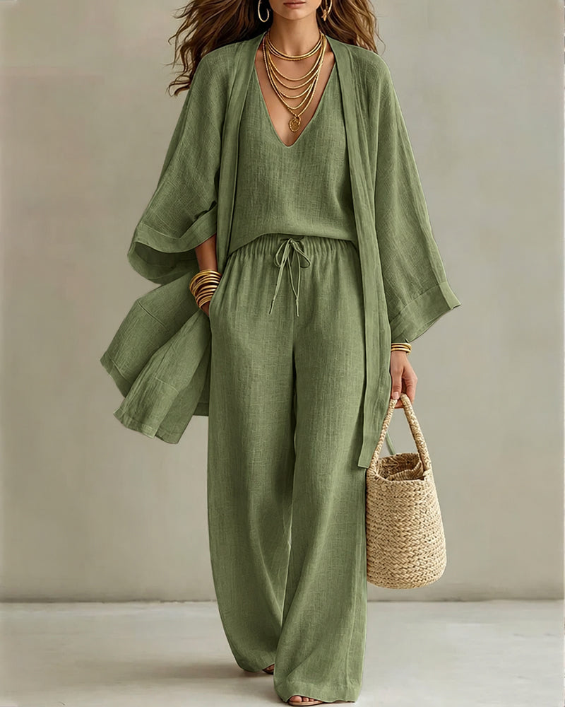 Soft Loose Fit Linen Vest Pants Set