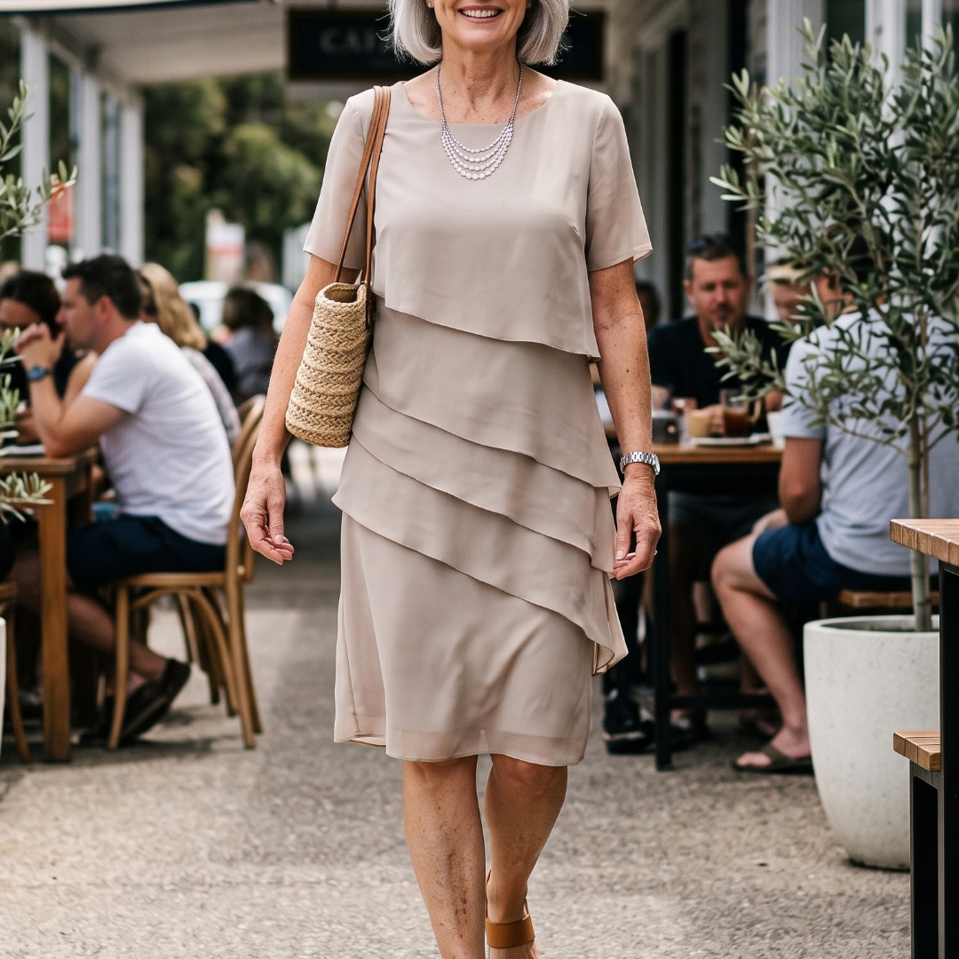 Evie | Short Sleeve Dress with Layered Front