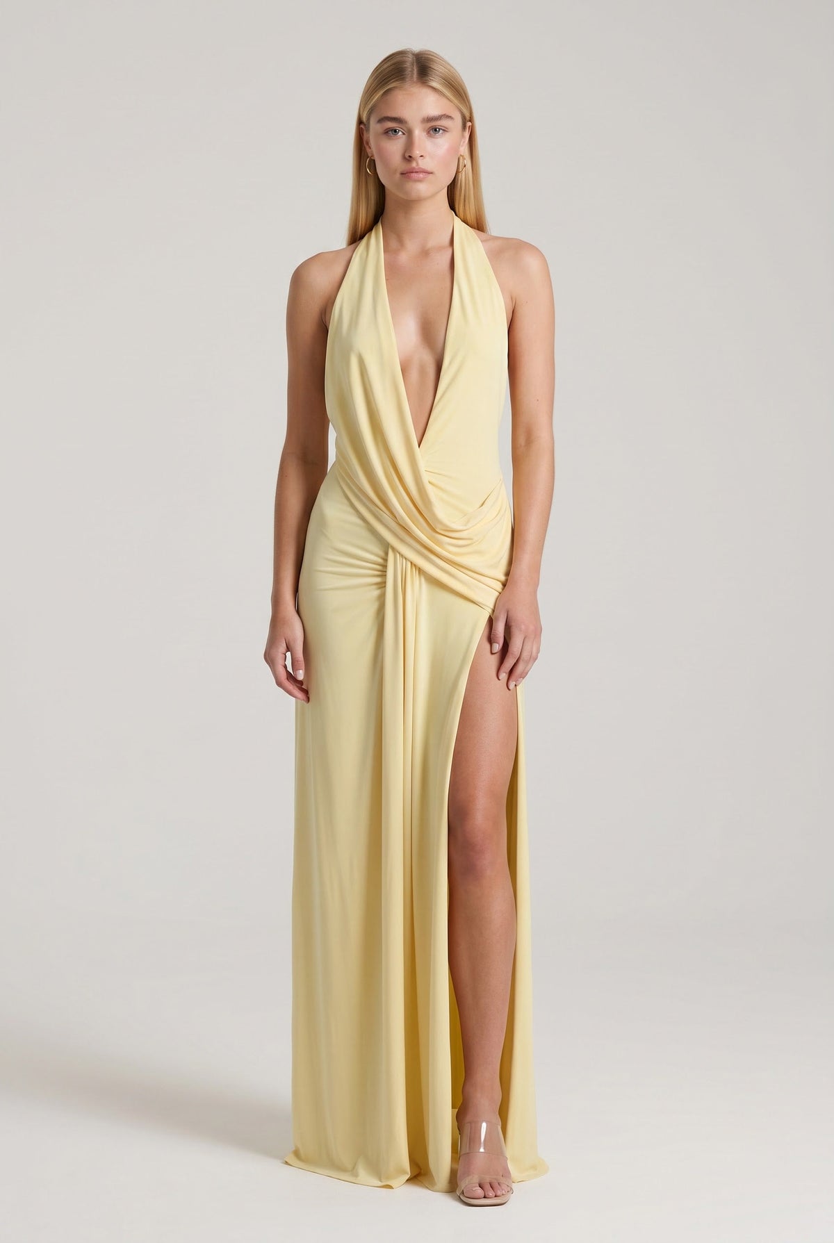 Jasmine Maxi Dress | Open Back, Plunging Neckline & High Split
