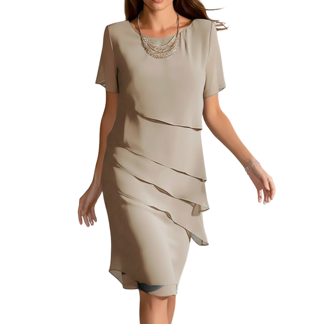 Evie | Short Sleeve Dress with Layered Front