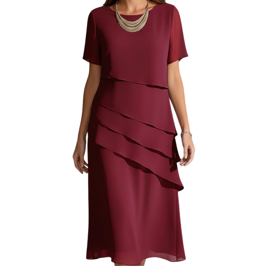 Evie | Short Sleeve Dress with Layered Front