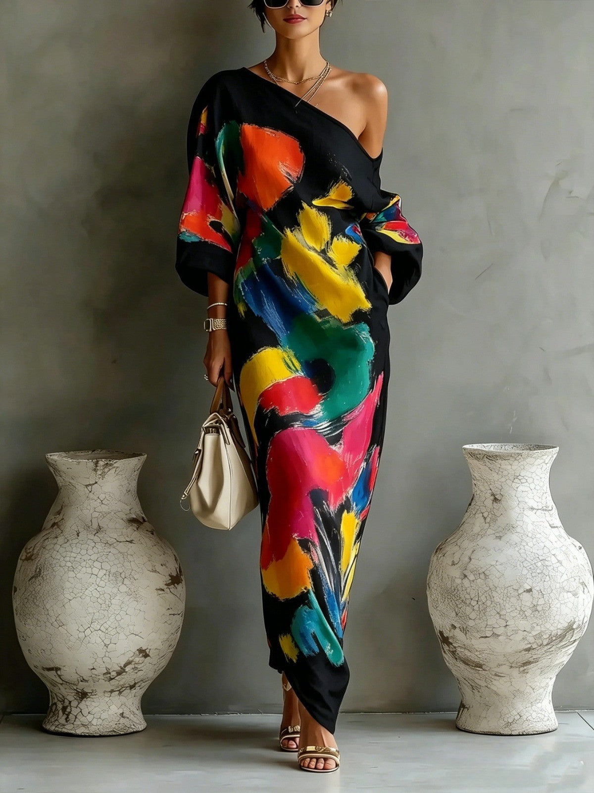 Lindiwe™ | Abstract Drape Maxi Dress
