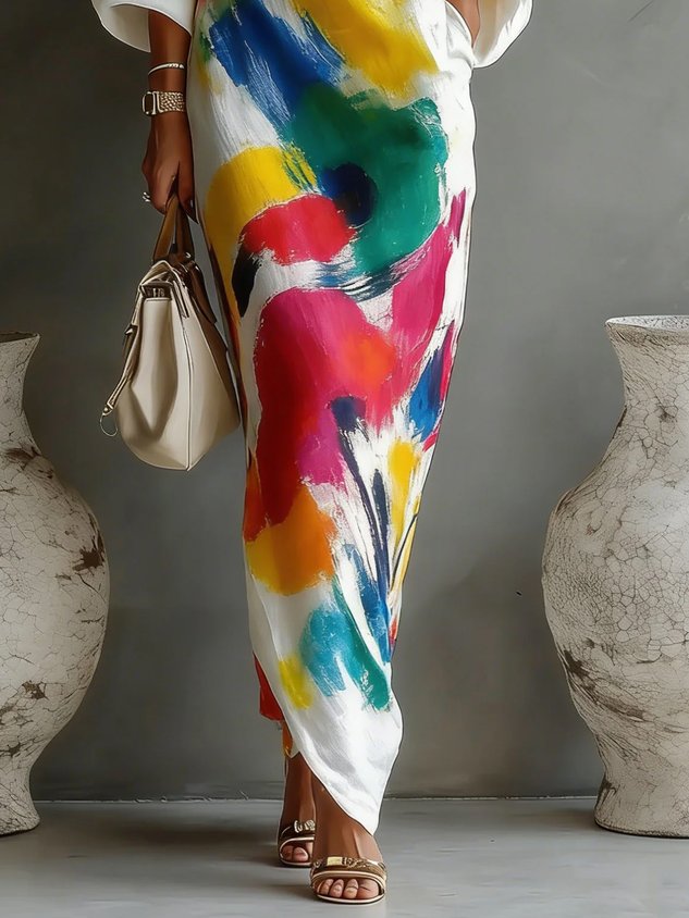 Lindiwe™ | Abstract Drape Maxi Dress
