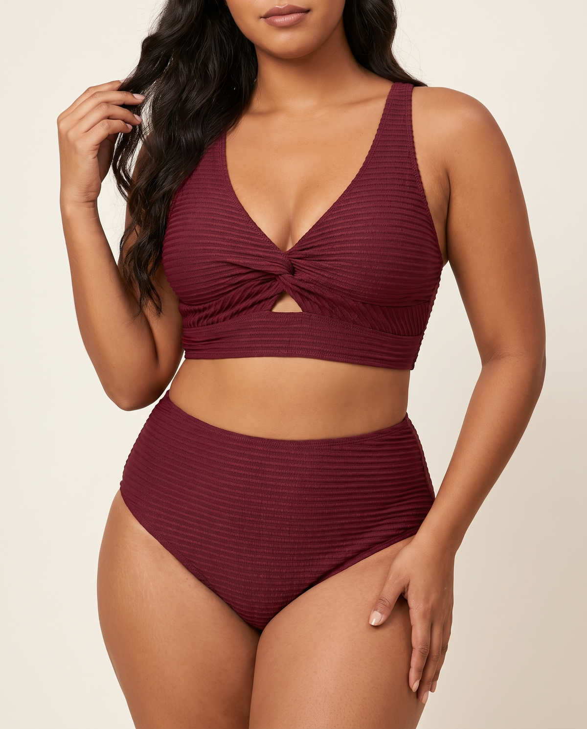 Twist Front High-Waist Bikini Set