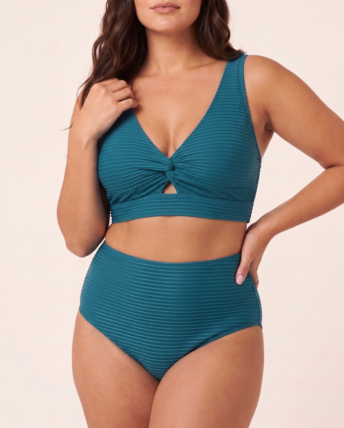 Twist Front High-Waist Bikini Set