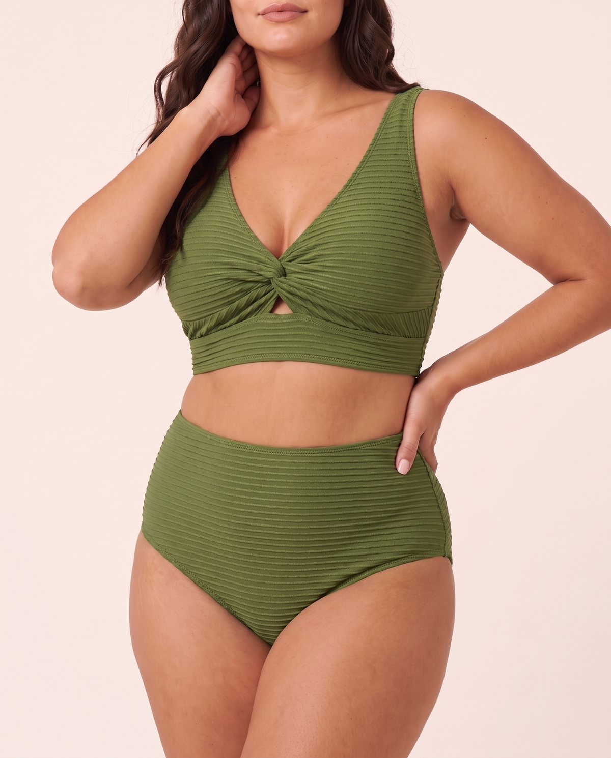 Twist Front High-Waist Bikini Set