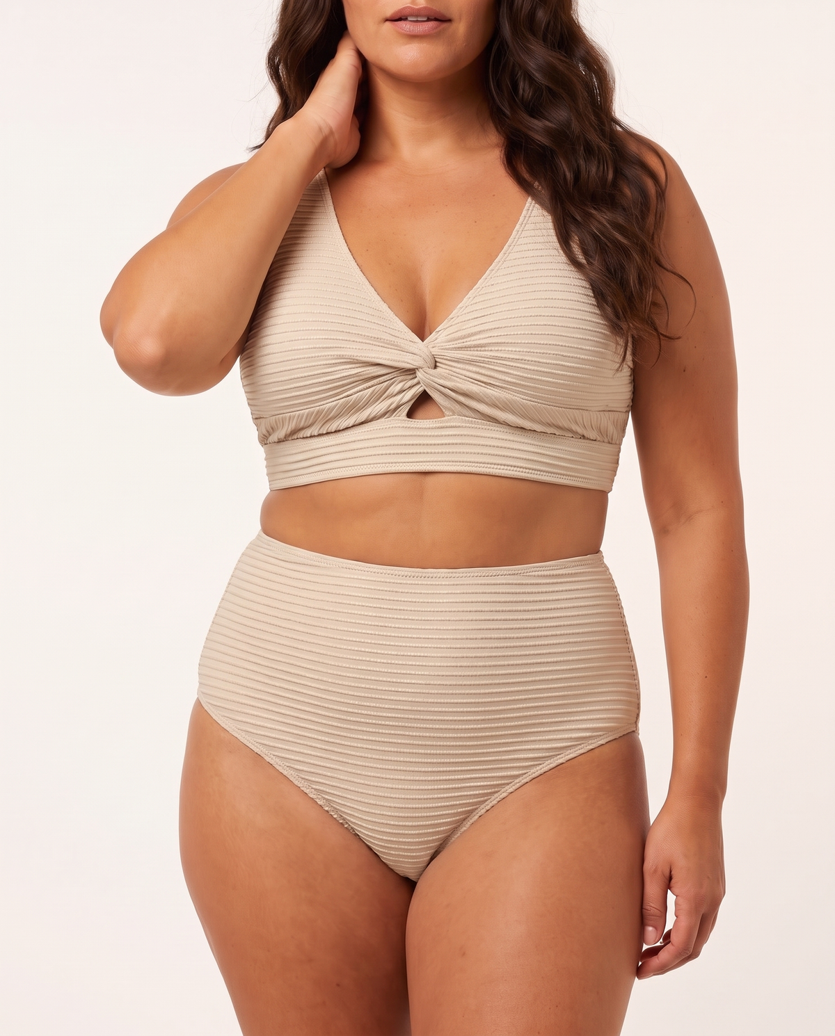 Twist Front High-Waist Bikini Set