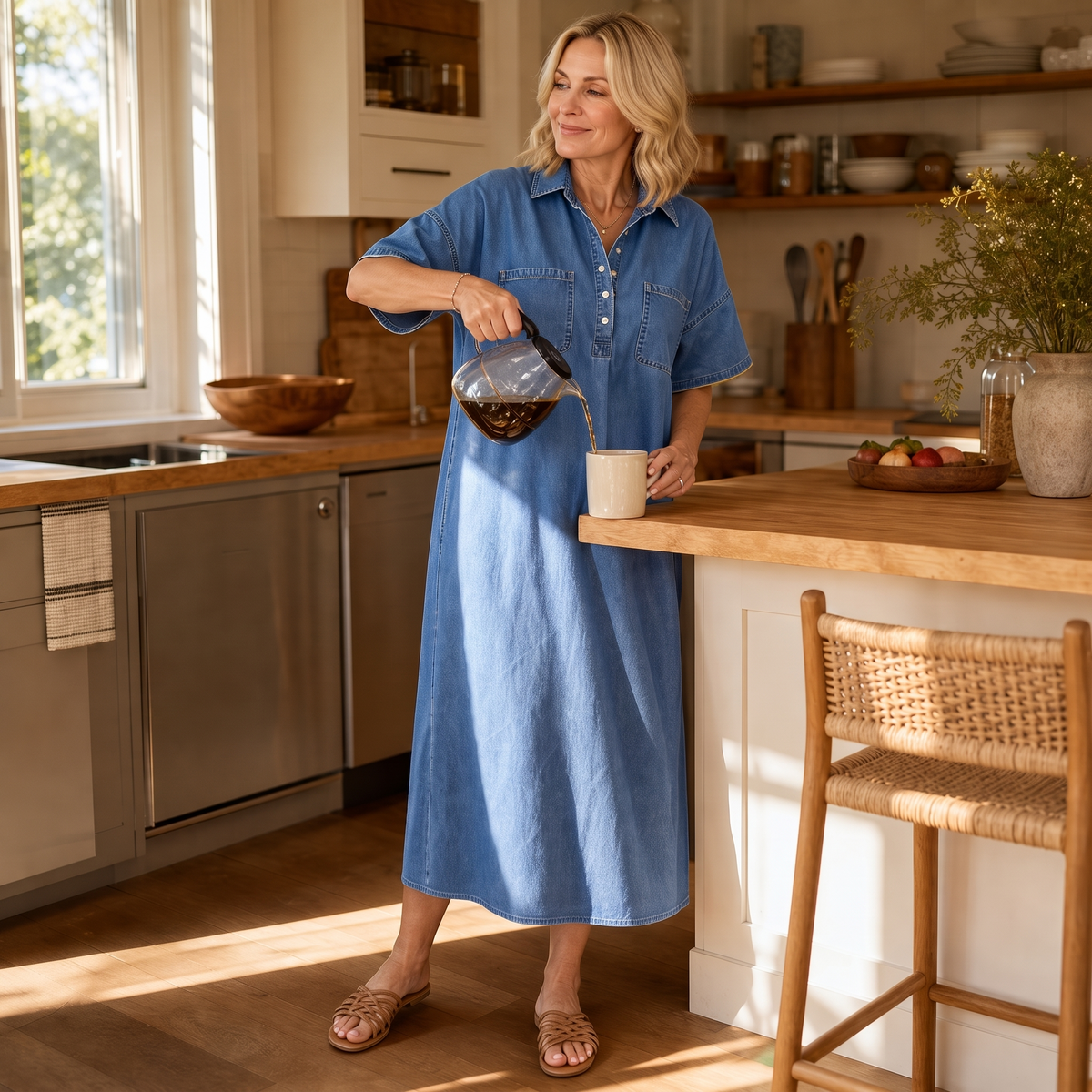 Marlene | Relaxed Denim-Look Midi Dress