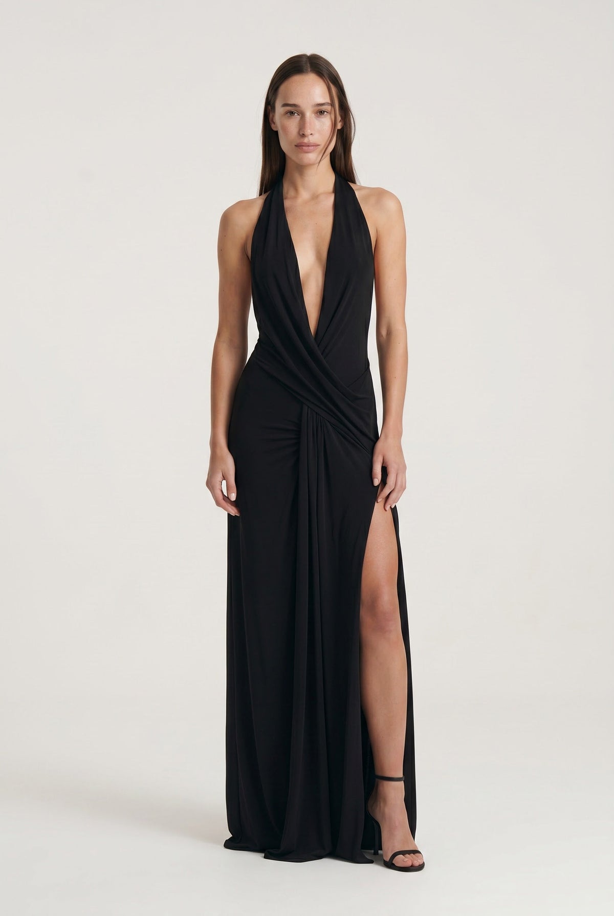 Jasmine Maxi Dress | Open Back, Plunging Neckline & High Split